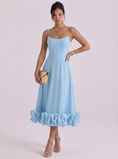 Chiffon Rosette Hem Maxi Dress