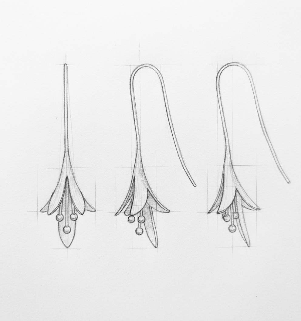 Classic Carved Floral Silver Earrings