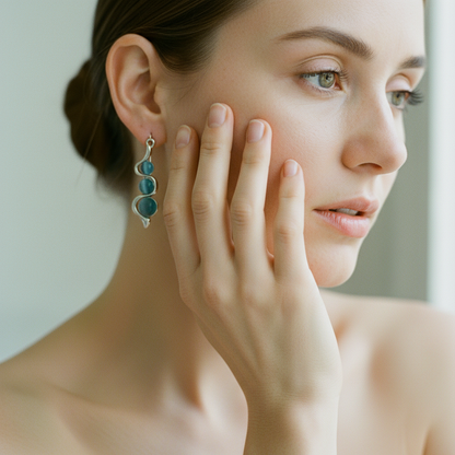Classic Natural Stones Dangle Silver Earrings