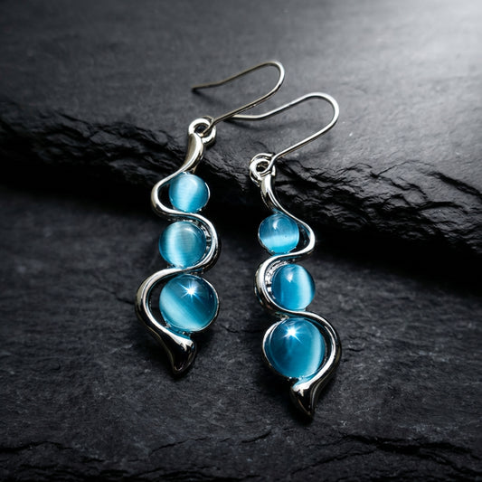 Classic Natural Stones Dangle Silver Earrings