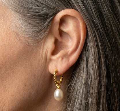 Classic Pearl Twist Freshwater Gold Earrings
