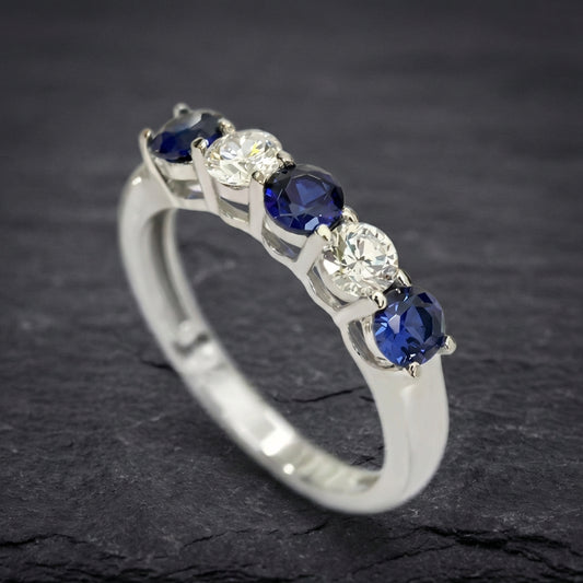 Classic White And Blue Zirconia Silver Ring