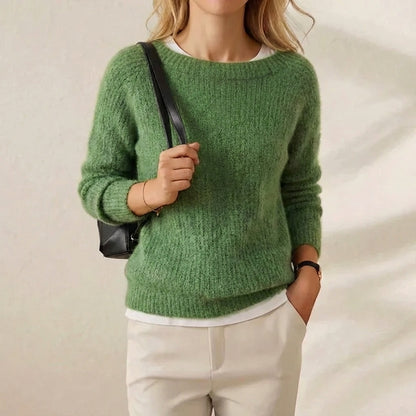 Clover Field Boatneck Bright Green Mohair-Style Pullover