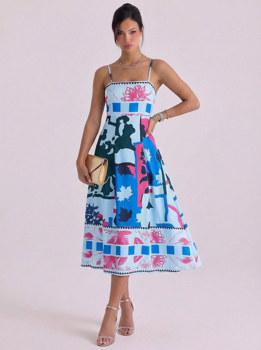 Cotton Printed Fit And Flare Midi Dress