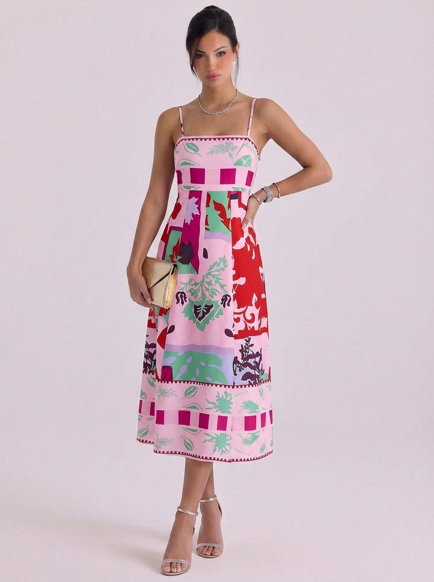 Cotton Printed Fit And Flare Midi Dress