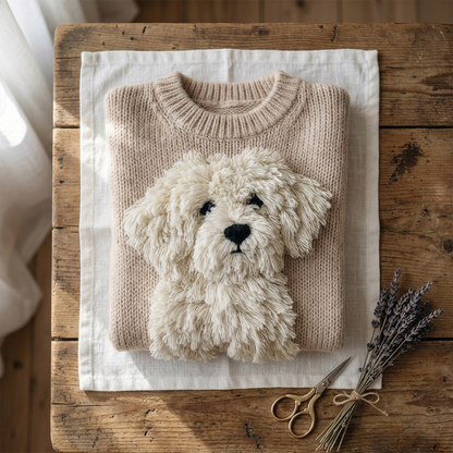 Cotton Sweater Beige With Goldendoodle Design
