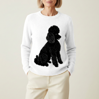 Cotton Sweater Cream With Poodle Design