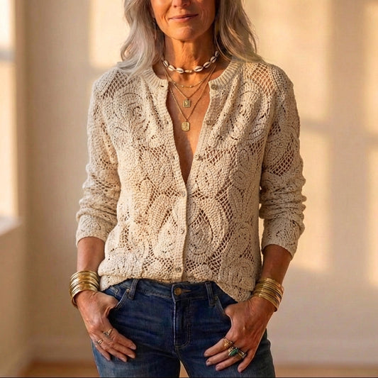 Crochet Lace Cardigan With Button Front