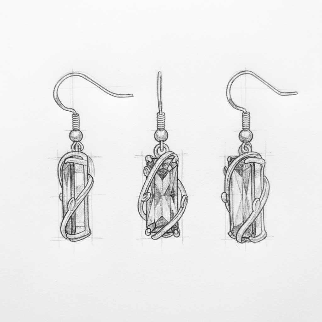 Crystal Colorful Stone Dangle Silver Earrings