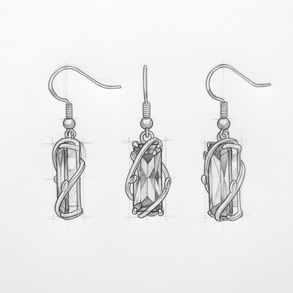 Crystal Colorful Stone Dangle Silver Earrings
