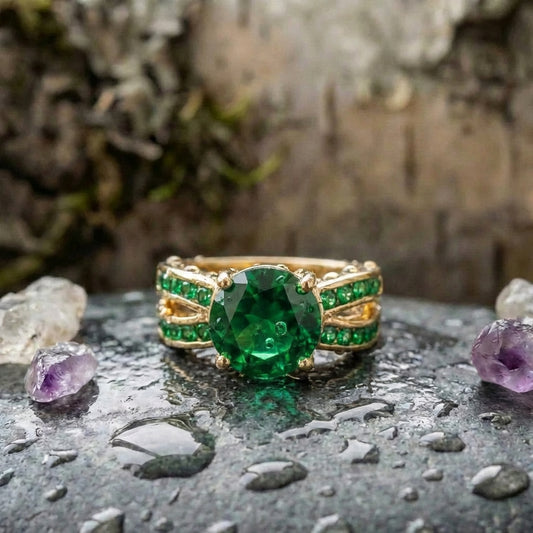 Crystal Green Zircon Gold Ring