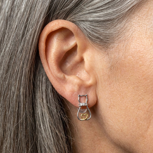 Cute Cat Heart Earrings