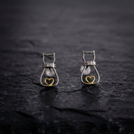 Cute Cat Heart Earrings 53615660