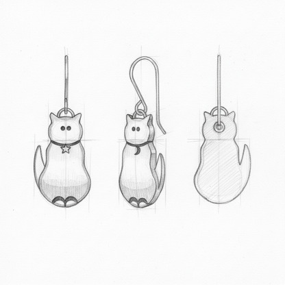 Cute Cat Silver Earrings
