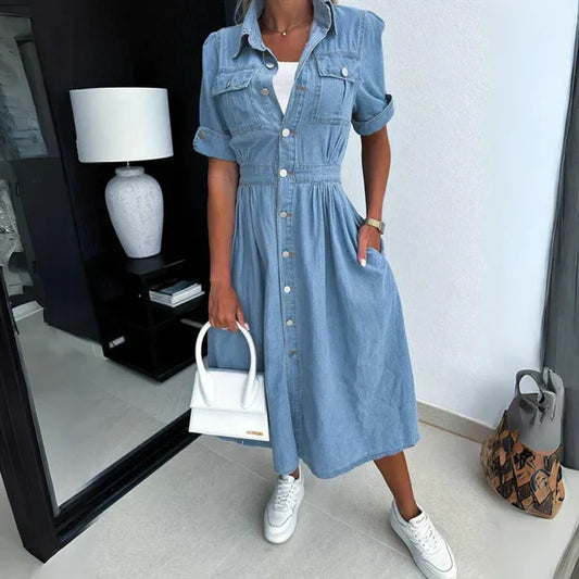 Denim Button Front Shirt Dress