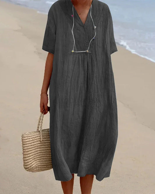 Dress Charcoal With Textured Fabric