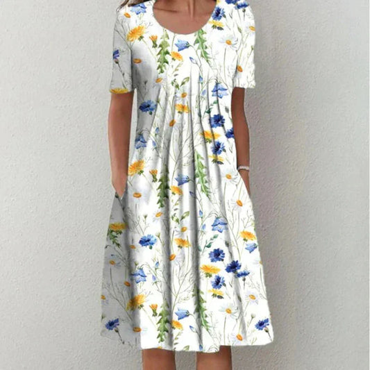 Dress Cream With Wildflower Print