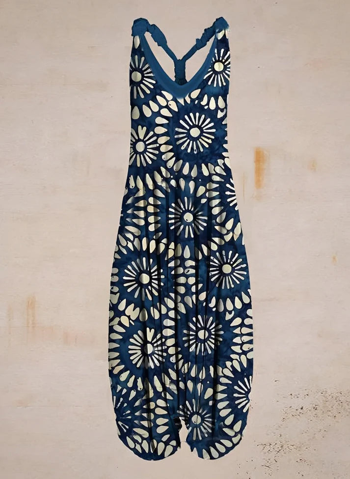 Romper Navy With Daisy Print