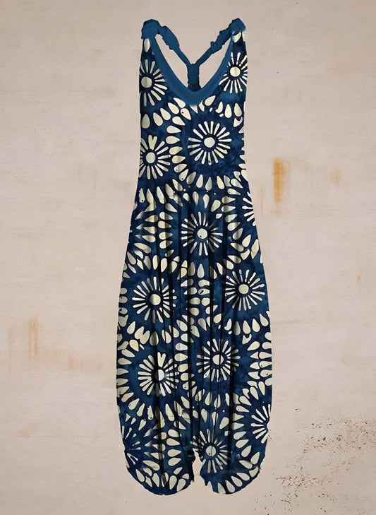 Romper Navy With Daisy Print