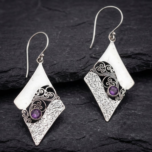 Elegant Amethyst Geometric Earrings 39710718