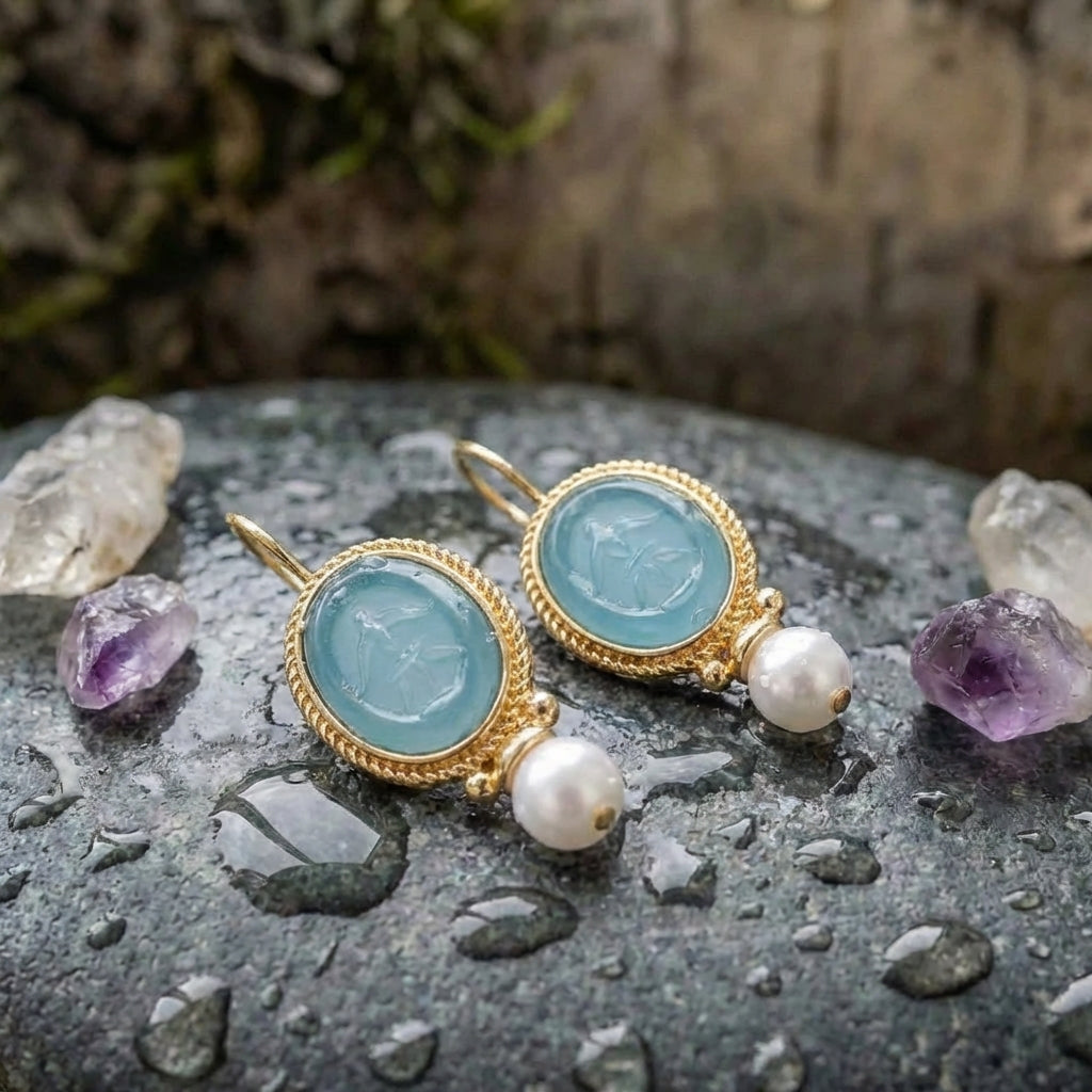 Elegant Aqua Pearl Earrings