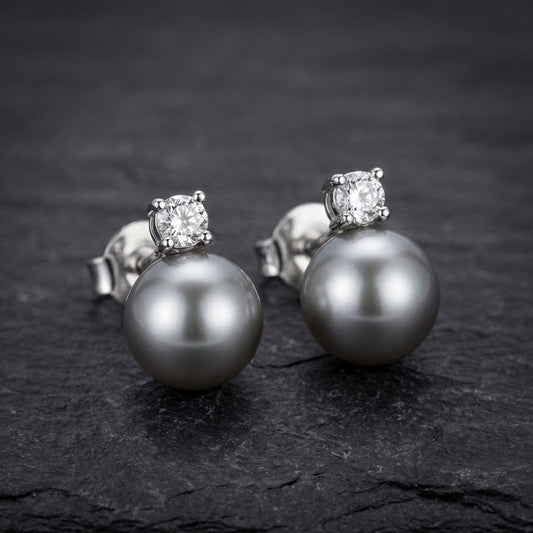 Elegant Black Pearl Zirconia Earrings