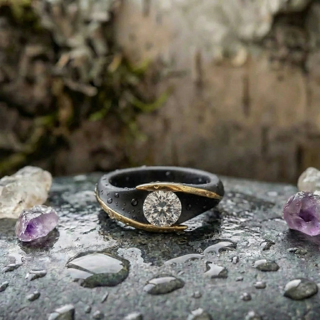 Elegant Black Tension Set Ring