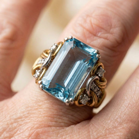 Elegant Blue Cubic Zirconia Ring