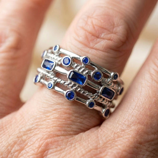 Elegant Blue Cubic Zirconia Ring