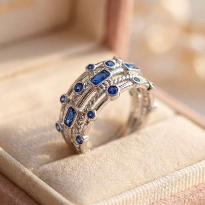 Elegant Blue Cubic Zirconia Ring