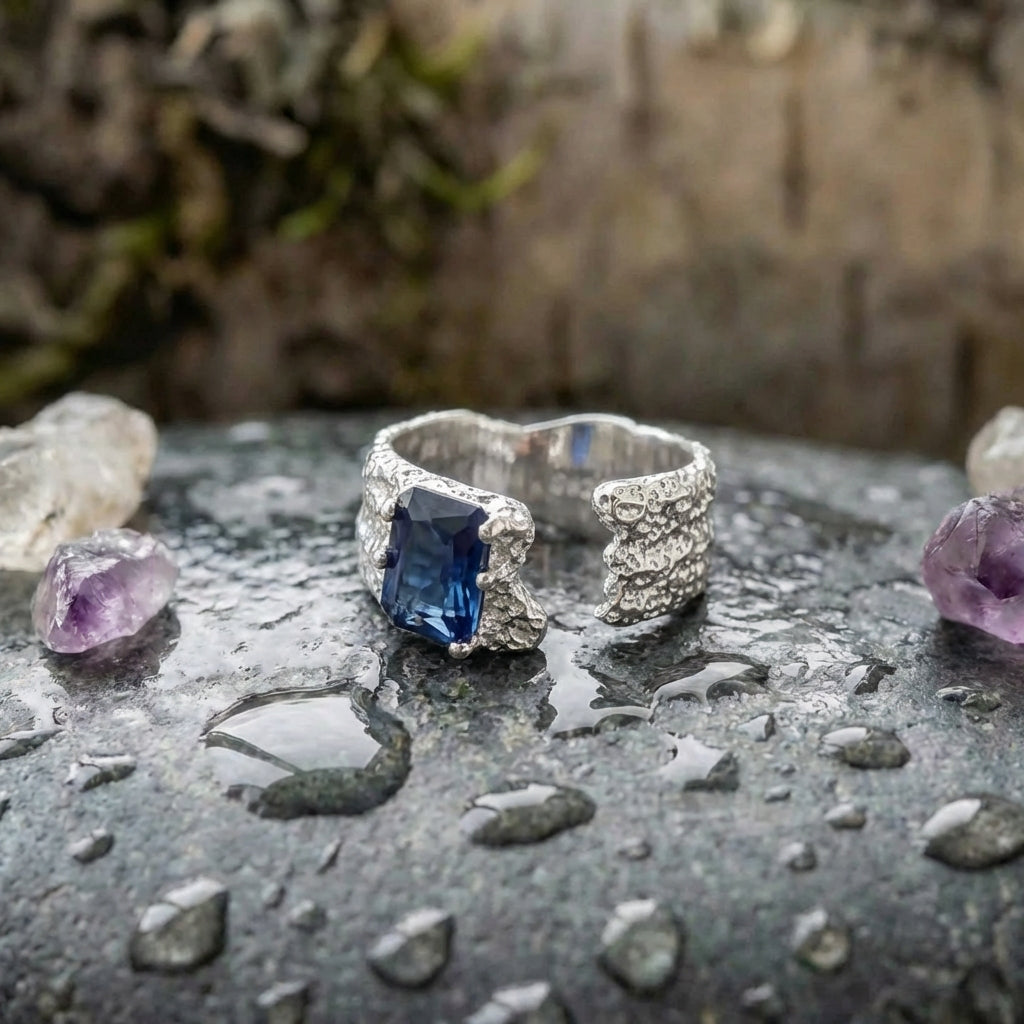 Elegant Blue Cz Ring