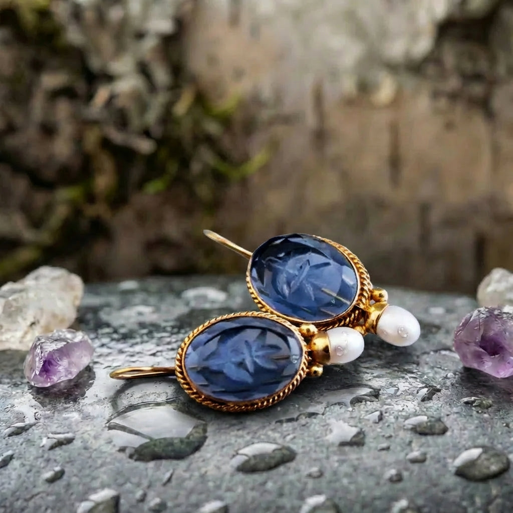 Elegant Blue Floral Gemstone