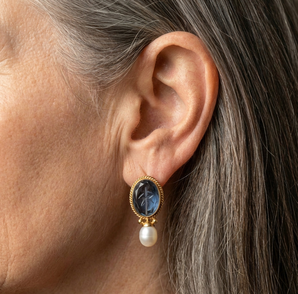 Elegant Blue Floral Gemstone