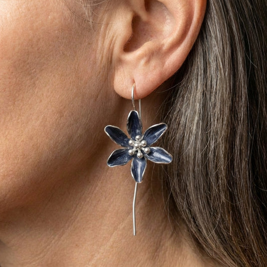 Elegant Blue Flower Earrings