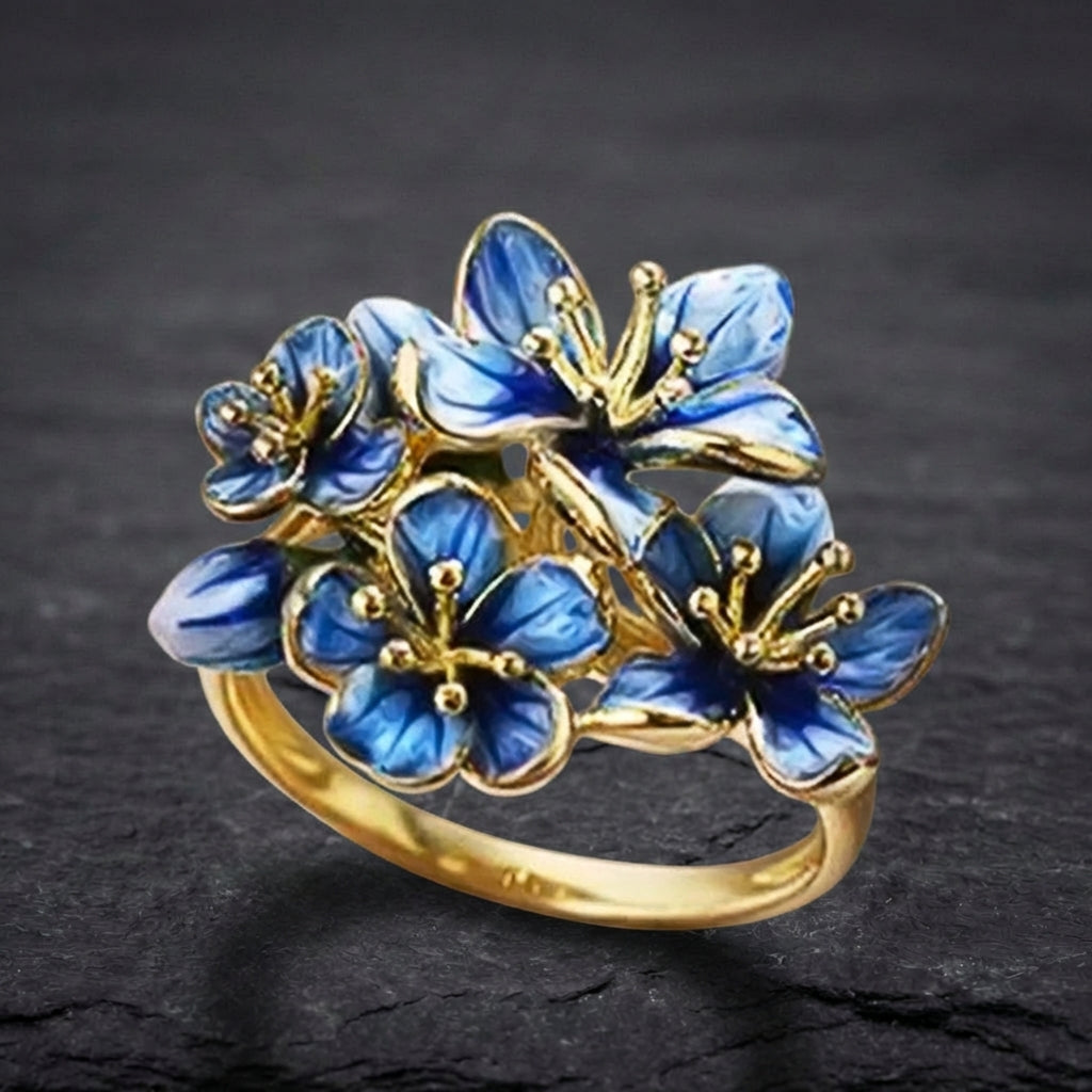 Elegant Blue Flower Ring 52712344