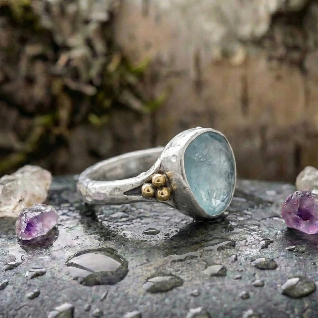 Elegant Blue Mist Artisan Ring