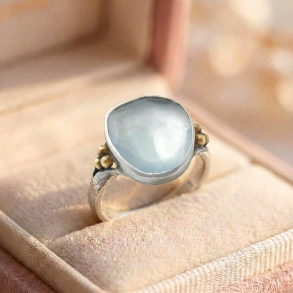 Elegant Blue Mist Artisan Ring