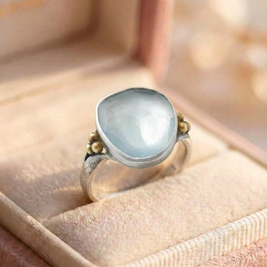 Elegant Blue Mist Artisan Ring
