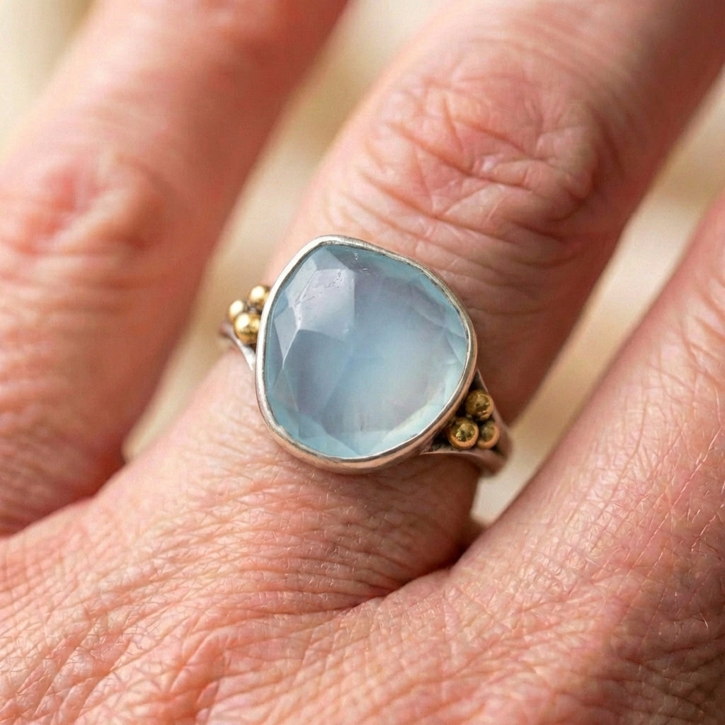Elegant Blue Mist Artisan Ring