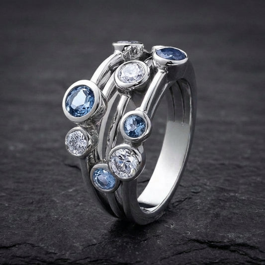 Elegant Blue Zircon Ring 22179977