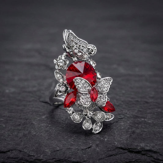 Elegant Butterfly Crystal Ring 62990552