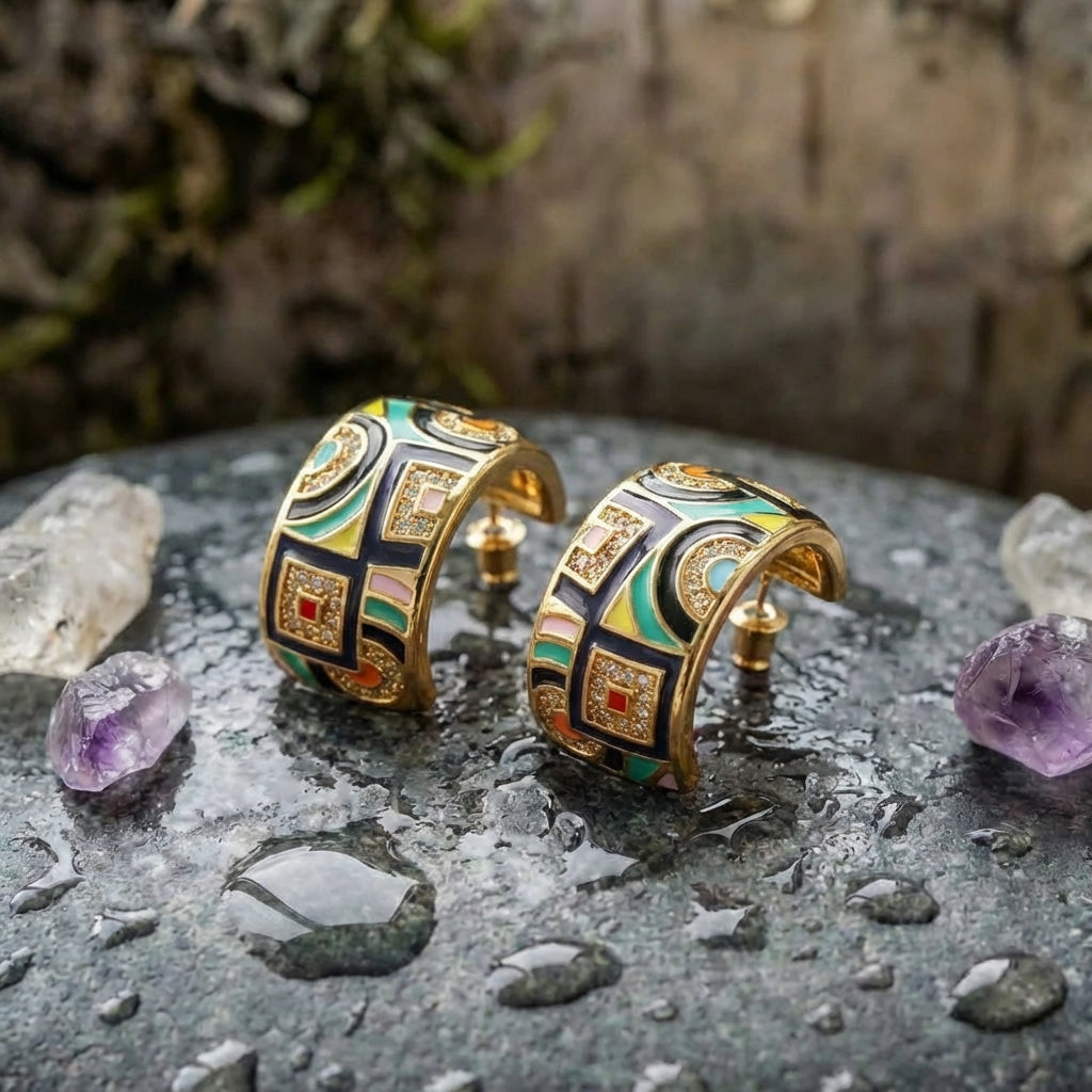 Elegant Colorful Enamel Earrings