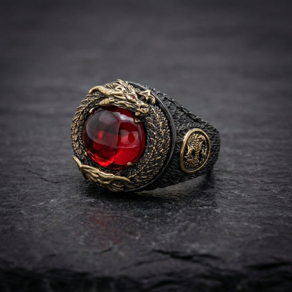 Elegant Crimson Dragon Ring