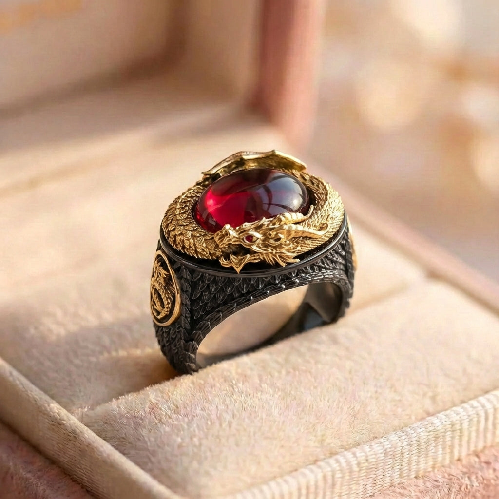 Elegant Crimson Dragon Ring