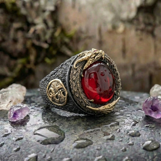 Elegant Crimson Dragon Ring