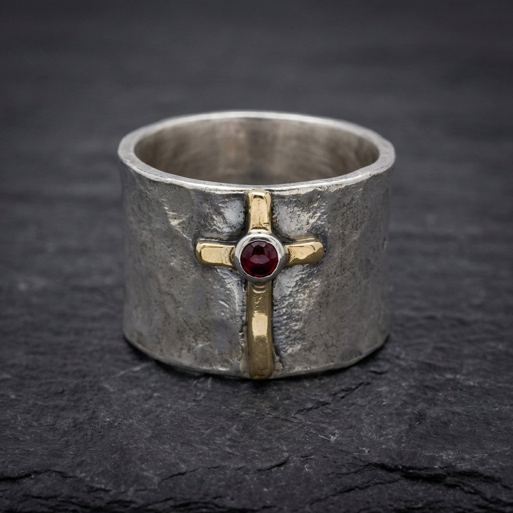Elegant Cross Ruby Ring 76078678