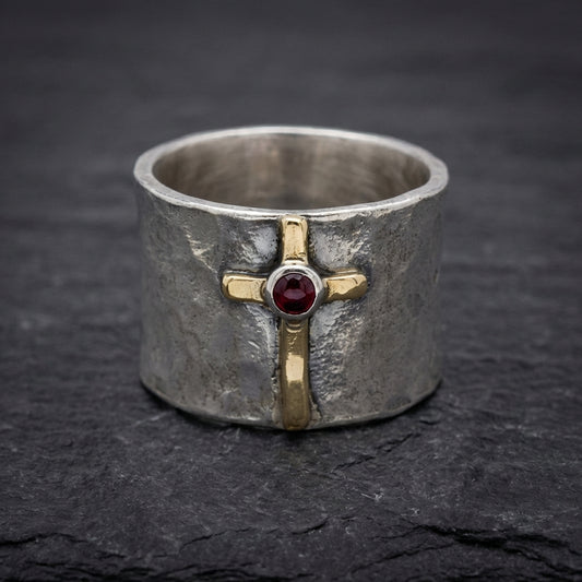 Elegant Cross Ruby Ring 76078678