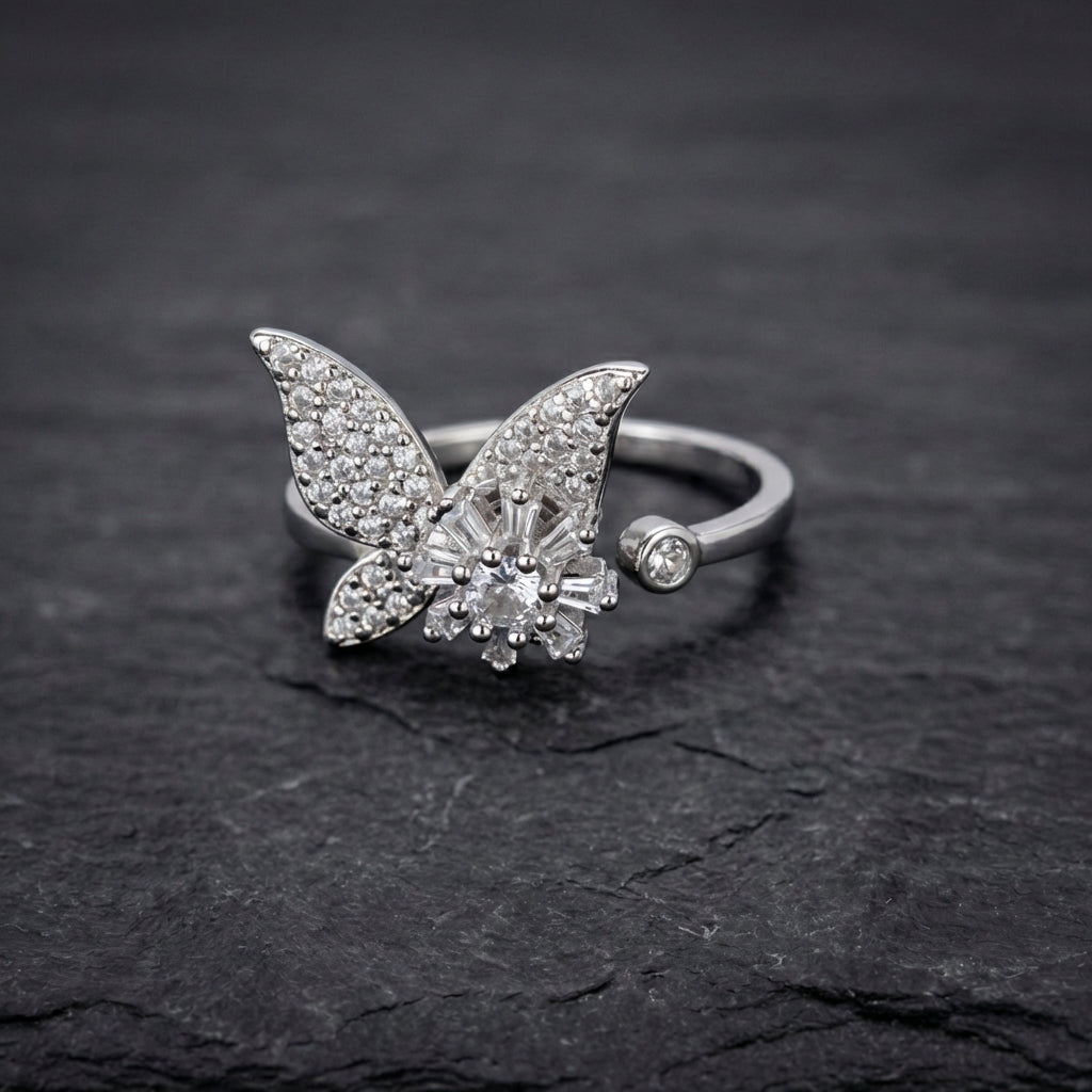 Elegant Crystal Butterfly Ring 07030269