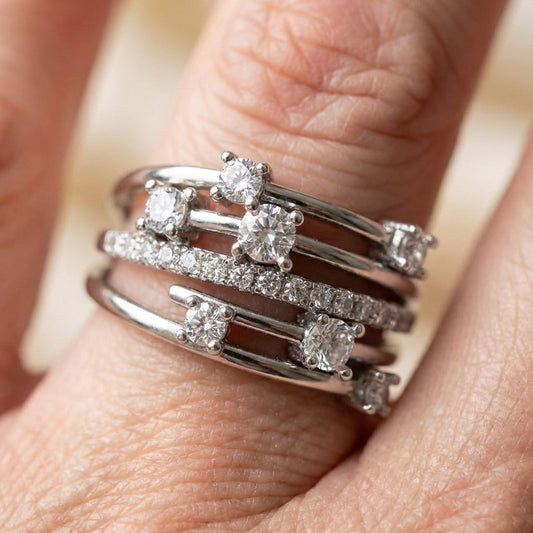 Elegant Crystal Crossover Ring