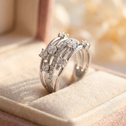 Elegant Crystal Crossover Ring